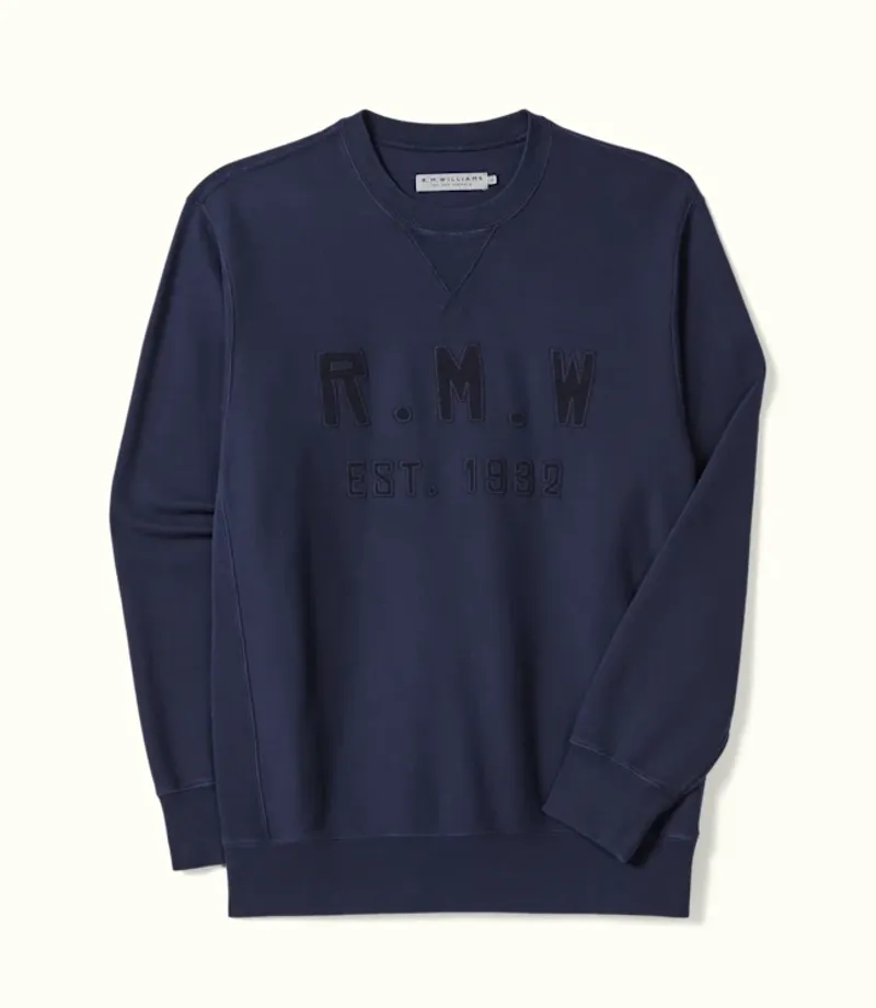RM Williams Stencil Crew Neck Sweatshirt Midnight-1