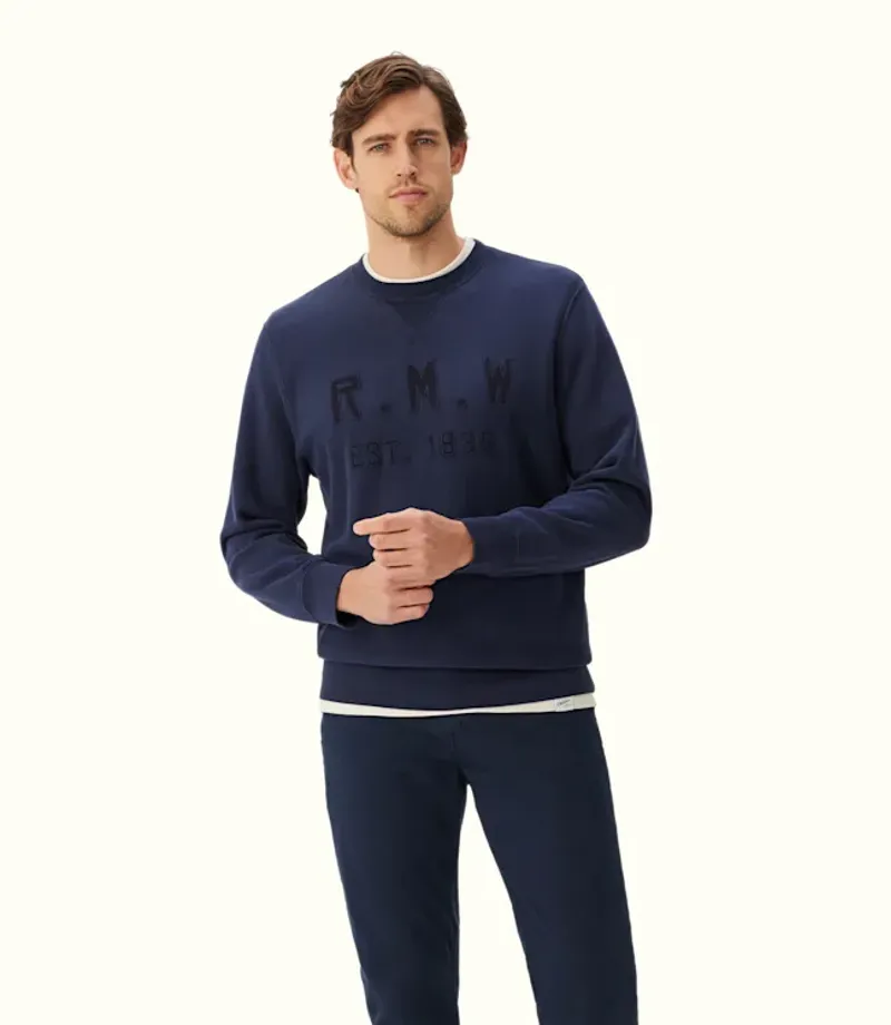 RM Williams Stencil Crew Neck Sweatshirt Midnight-2