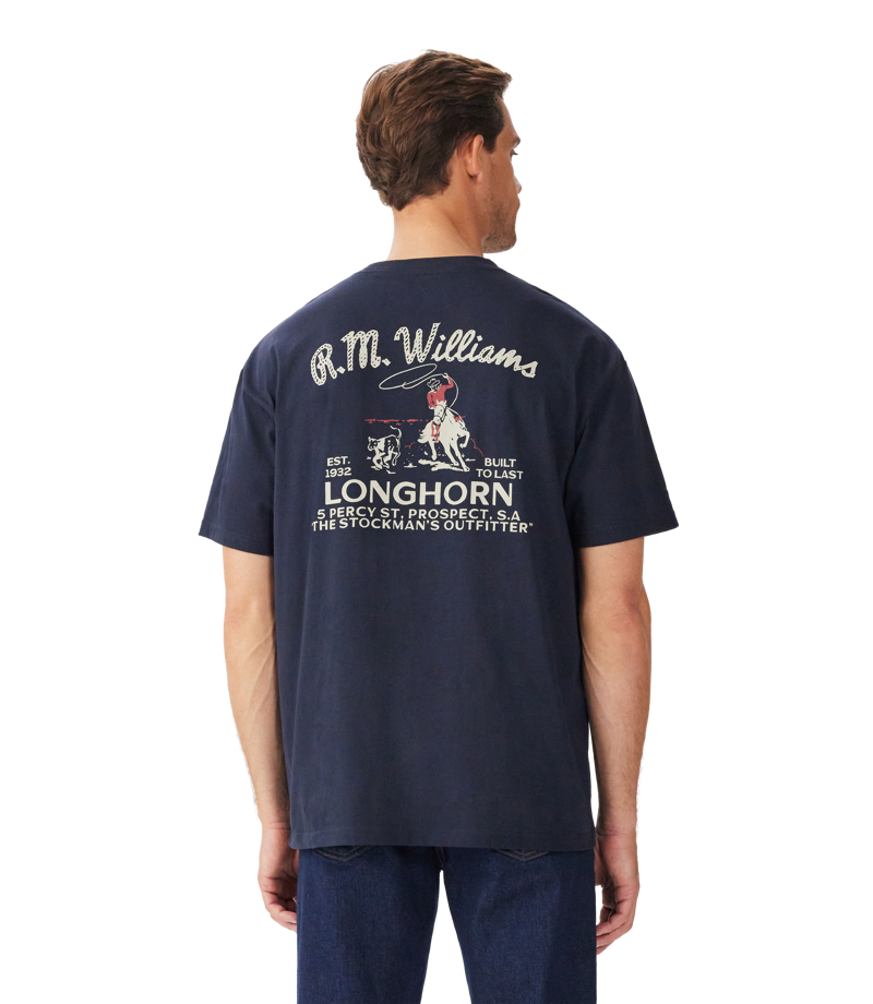 RM Williams Longhorn T-Shirt Navy-1
