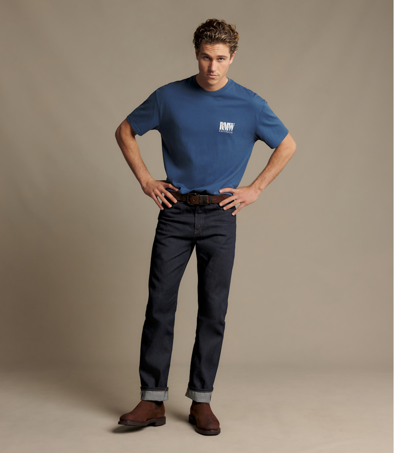 RM Williams Classic R.M.W. T-Shirt in Mid Blue-1