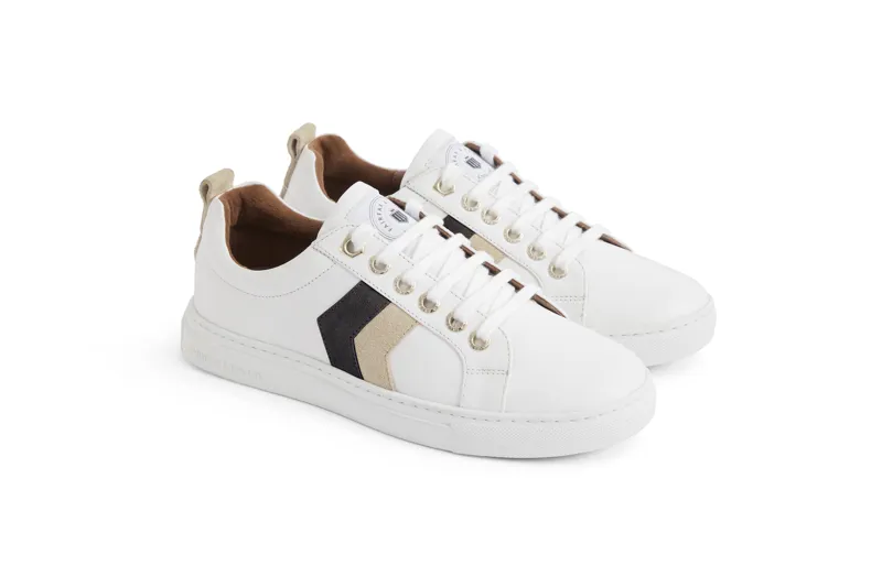 Fairfax and Favor Alexandra Neutral Leather Trainer Tri-Colour -4