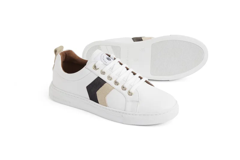 Fairfax and Favor Alexandra Neutral Leather Trainer Tri-Colour -1