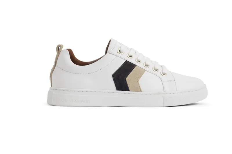 Fairfax and Favor Alexandra Neutral Leather Trainer Tri-Colour -2