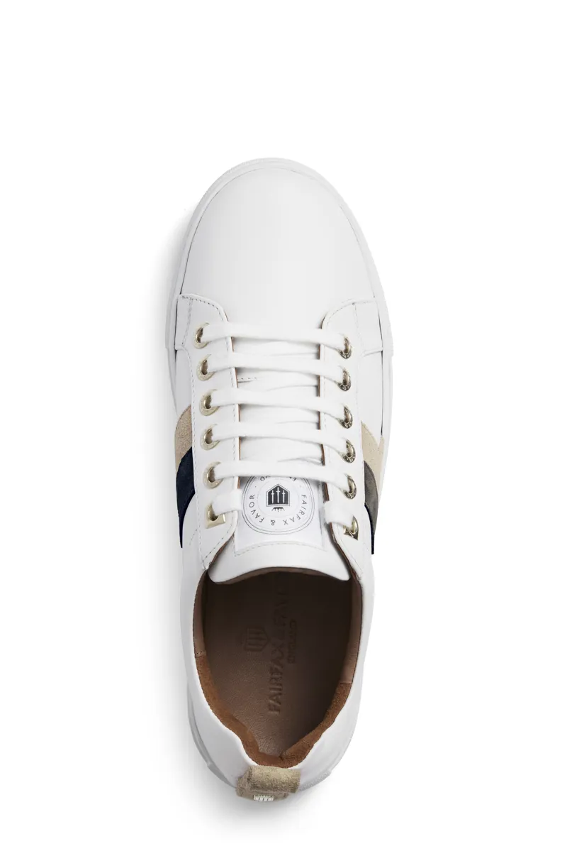 Fairfax and Favor Alexandra Neutral Leather Trainer Tri-Colour -3