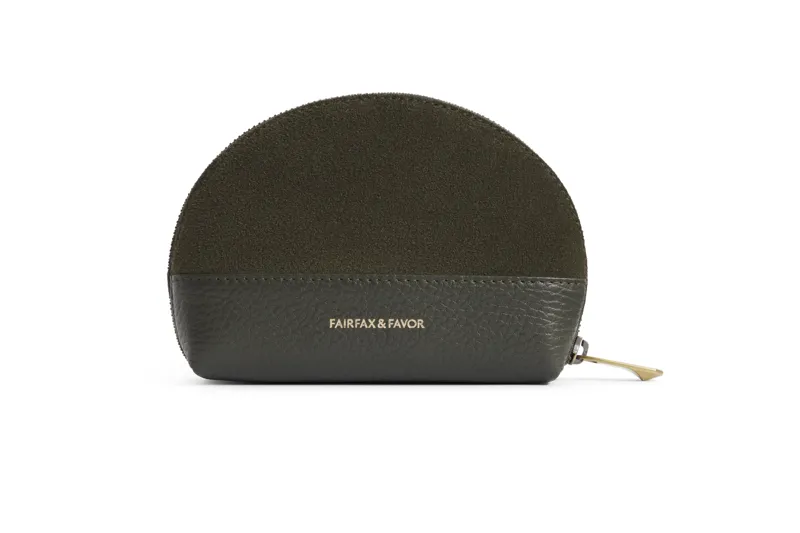 Fairfax and Favor Chiltern Coin Purse Moss Green Suede-1
