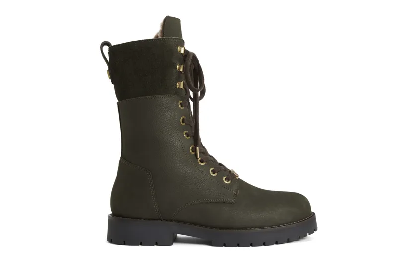 Fairfax and Favor Anglesey Boots Shearling Lined Moss Green Nubuck-2