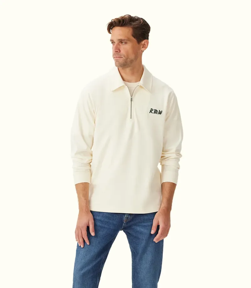RM Williams Boots and Saddles Rugby Quarter Zip Jumper Cream-1