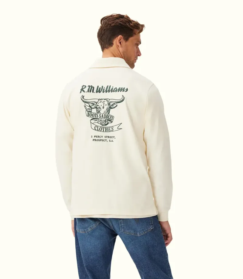 RM Williams Boots and Saddles Rugby Quarter Zip Jumper Cream-2