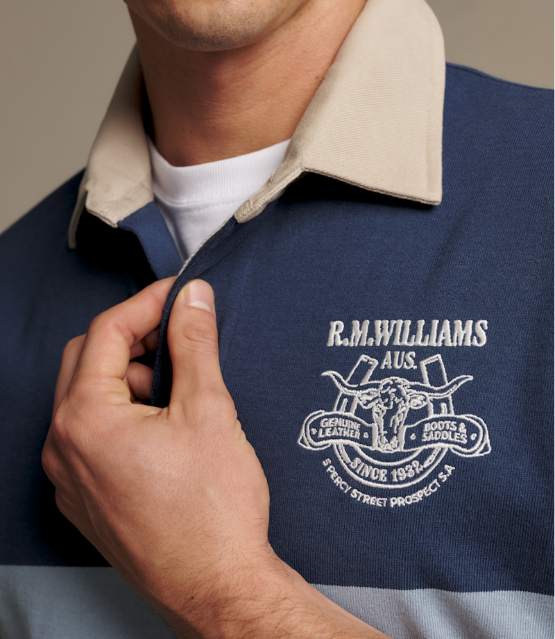 RM Williams Blyth Rugby Shirt in Worker Blue-4