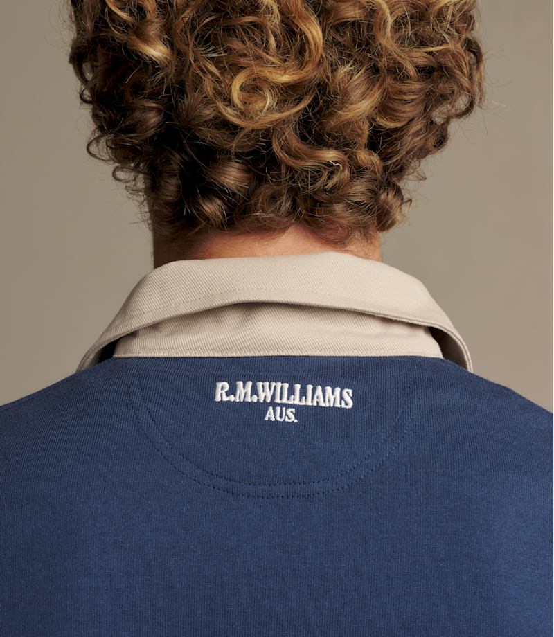 RM Williams Blyth Rugby Shirt in Worker Blue-5