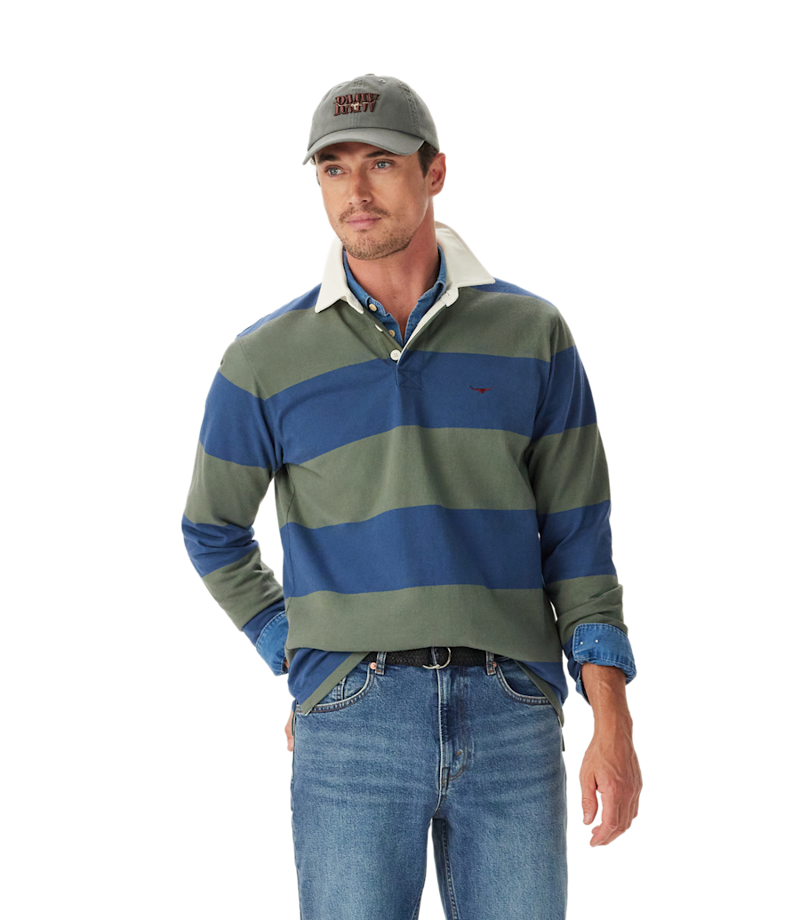 RM Williams Jones Stripe Rugby in Ensign Blue-1