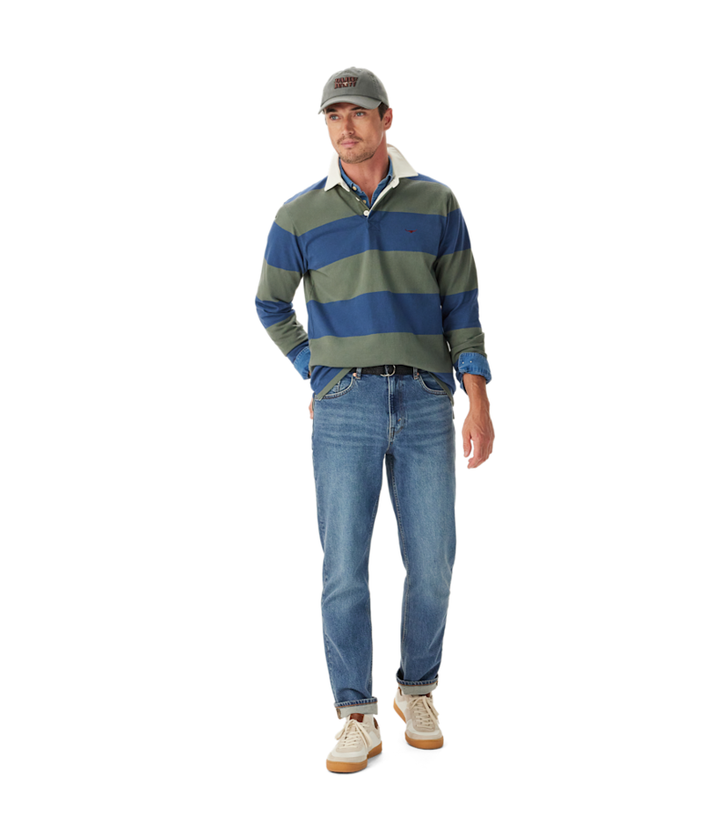 RM Williams Jones Stripe Rugby in Ensign Blue-2
