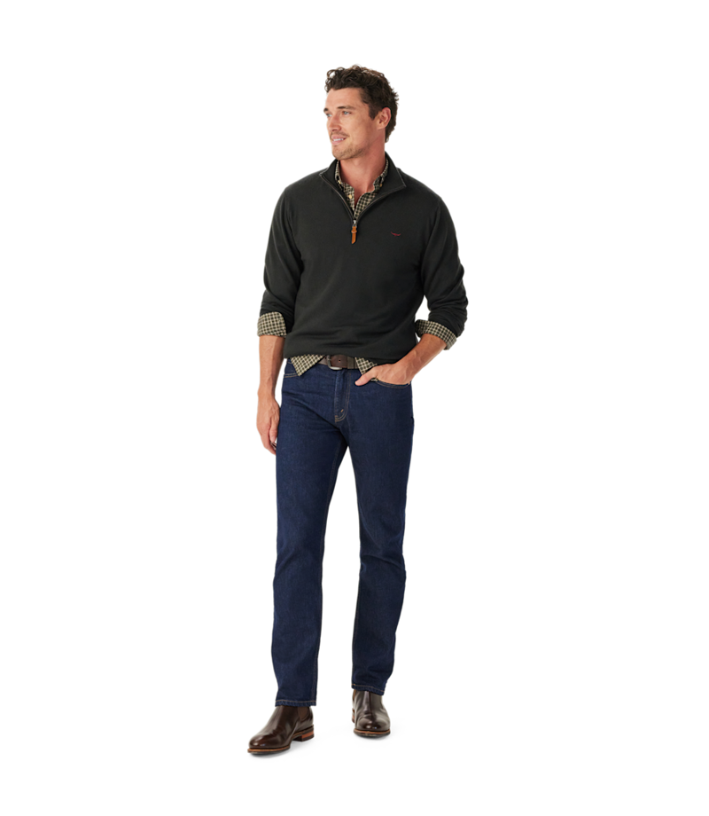RM Williams Ernest Merino 1/4 Zip Knit in Forest Green-2