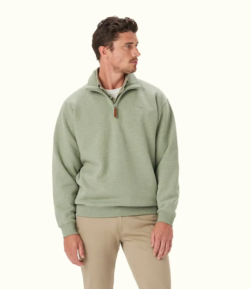 RM Williams Mulyungarie Quarter Zip Sweatshirt Green Marle-3