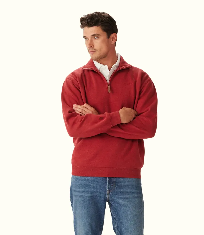 RM Williams Mulyungarie Quarter Zip Sweatshirt Red Marle-3