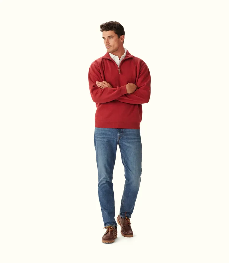 RM Williams Mulyungarie Quarter Zip Sweatshirt Red Marle-2