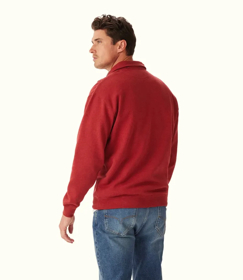 RM Williams Mulyungarie Quarter Zip Sweatshirt Red Marle-1