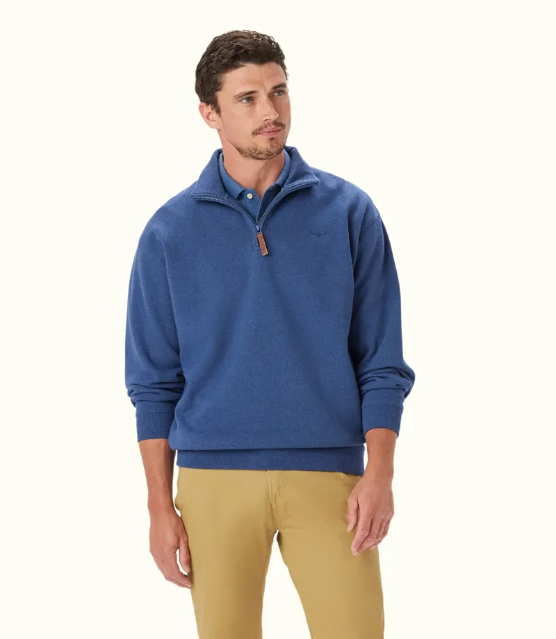 RM Williams Mulyungarie Quarter Zip Sweatshirt Blue Marle-3