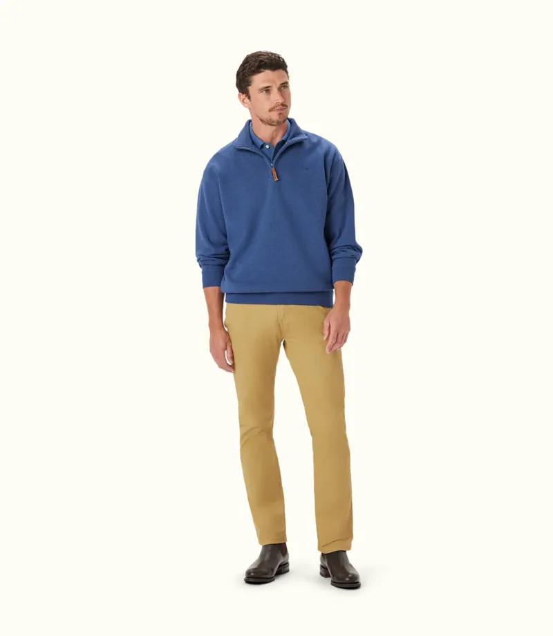 RM Williams Mulyungarie Quarter Zip Sweatshirt Blue Marle-2