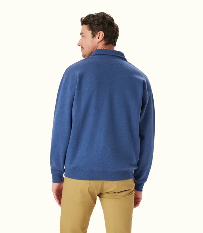 RM Williams Mulyungarie Quarter Zip Sweatshirt Blue Marle-1