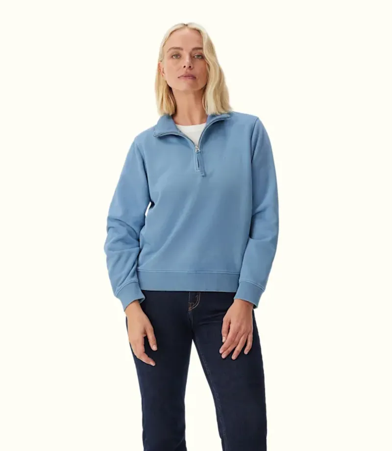 RM Williams Trickett 1/4 Sweatshirt Mid Blue