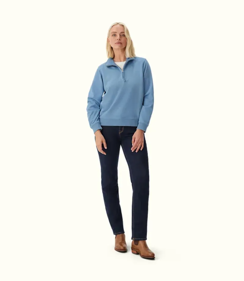 RM Williams Trickett 1/4 Sweatshirt Mid Blue-1