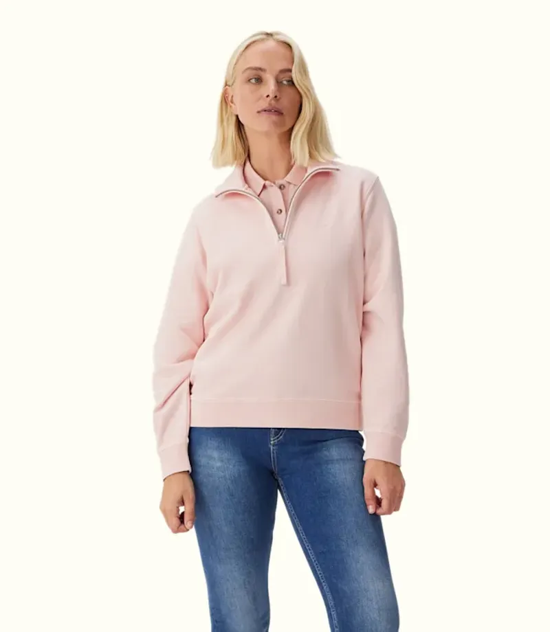RM Williams Trickett Quarter Zip Sweatshirt Rose Smoke-1