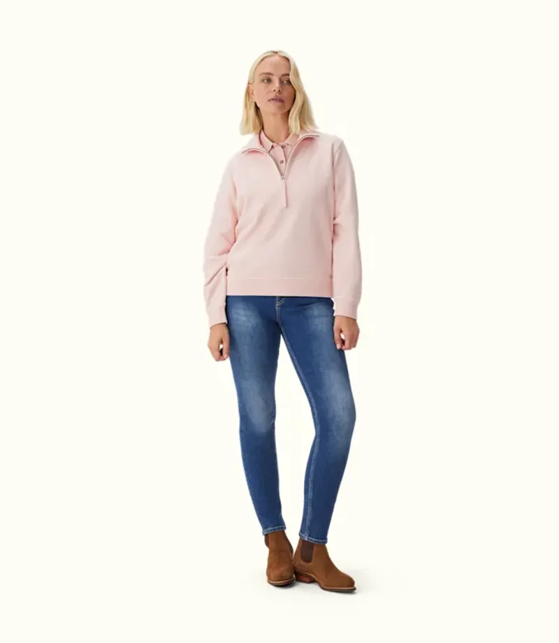 RM Williams Trickett Quarter Zip Sweatshirt Rose Smoke-3