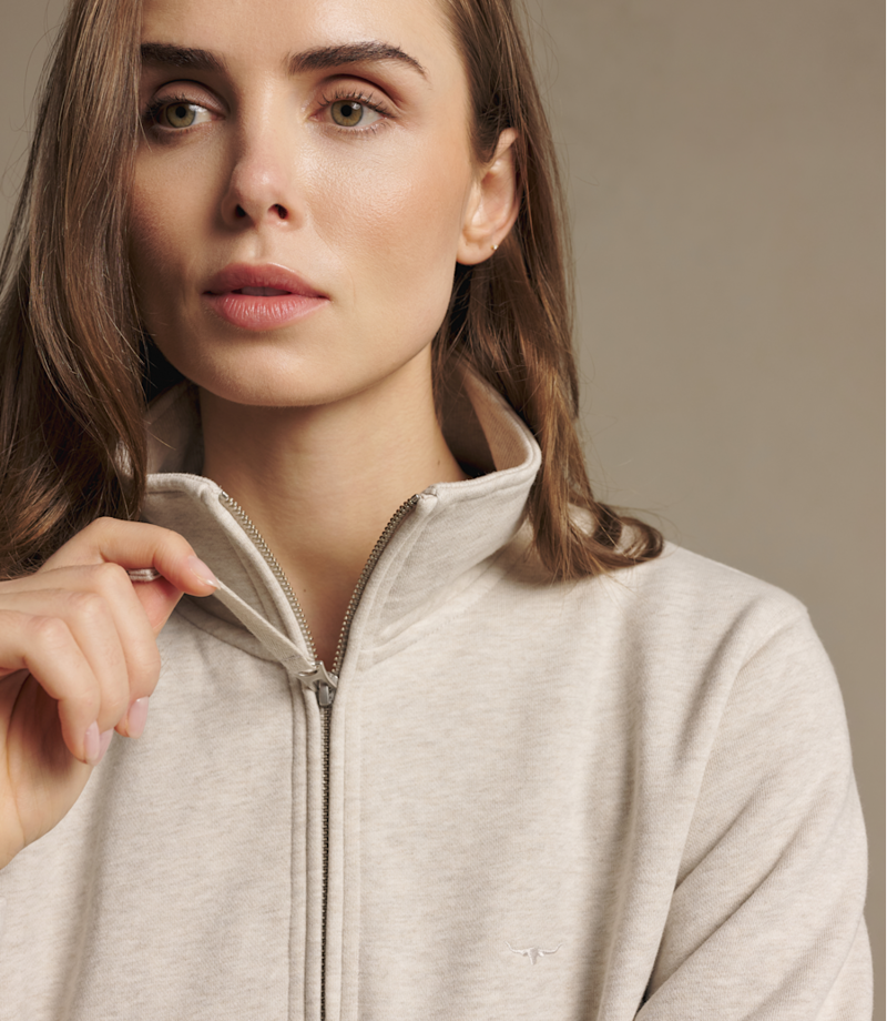 RM Williams Trickett Quarter Zip Sweatshirt in Oatmeal-4