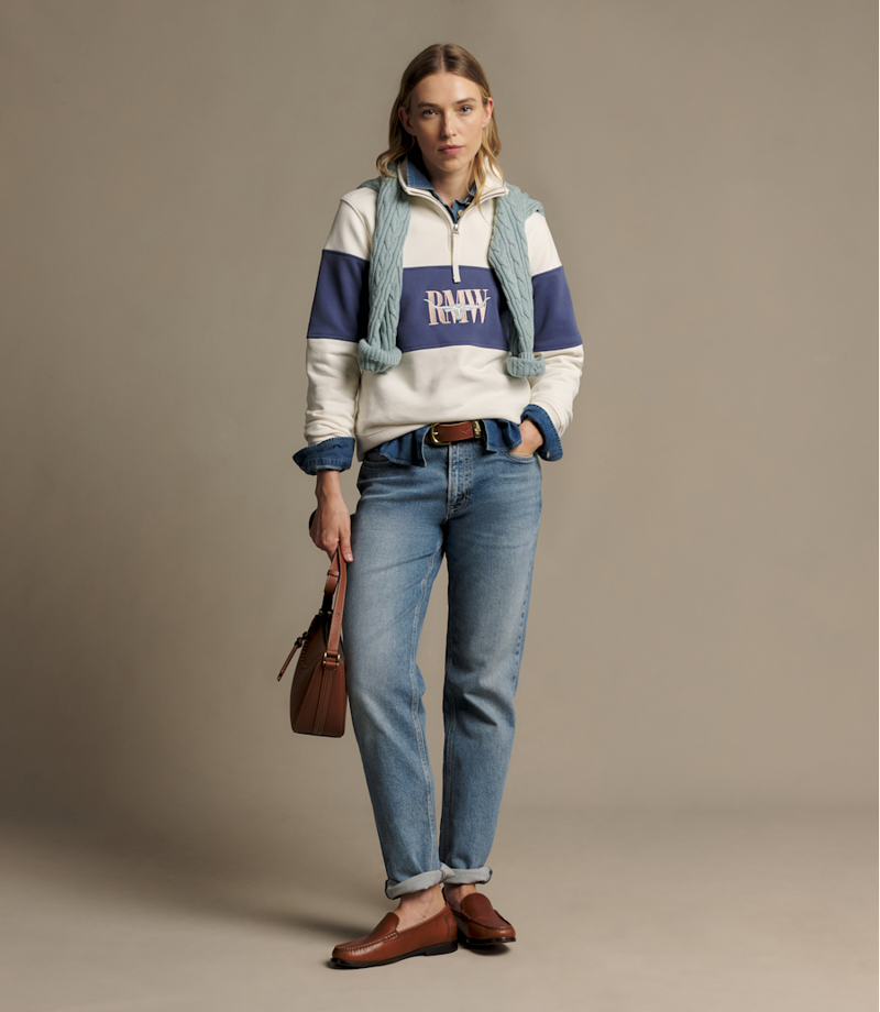 RM Williams Trickett Panel Sweatshirt in Ivory-1