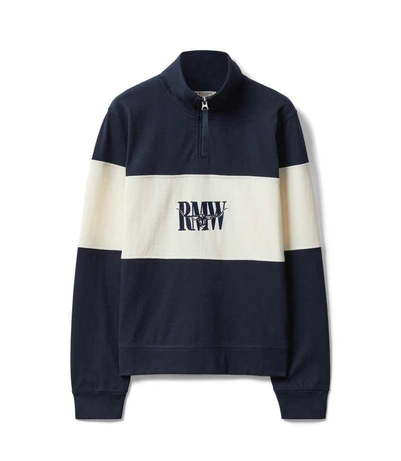 RM Williams Trickett Panel Sweatshirt Navy Ivory