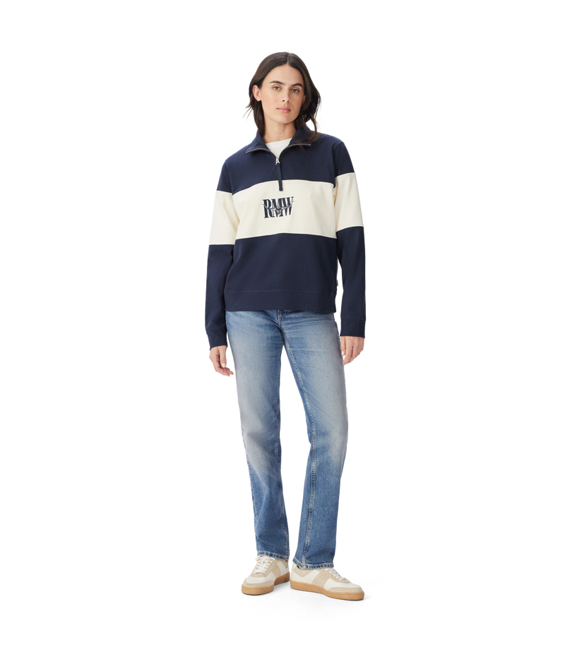 RM Williams Trickett Panel Sweatshirt Navy Ivory-1