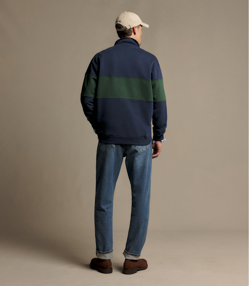 RM Williams Heritage Panel 1/4 Zip in Worker Blue-3