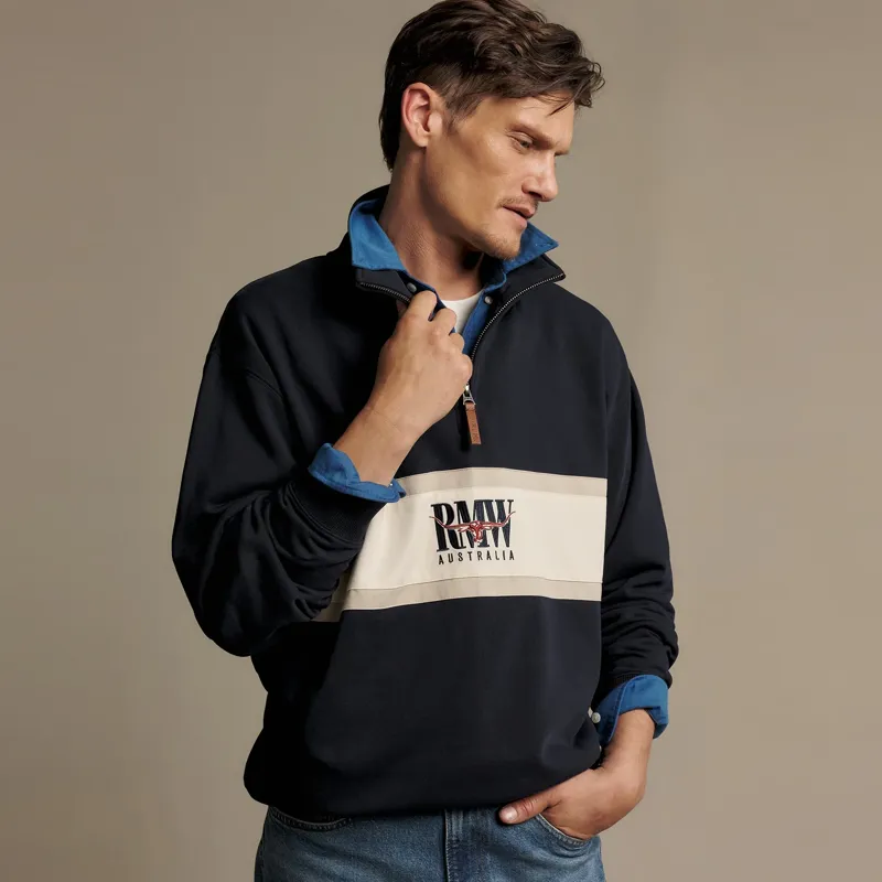 RM Williams Classic RMW 1/4 Zip Men's Quarter Zip in Navy