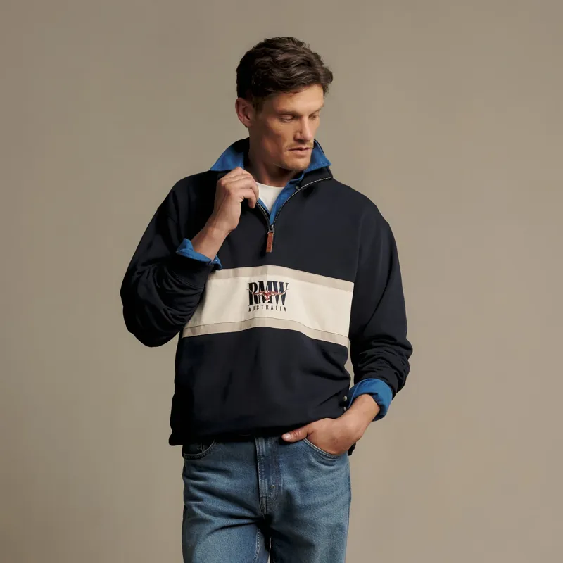 RM Williams Classic RMW 1/4 Zip Men's Quarter Zip in Navy-1