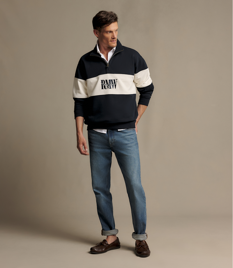 RM Williams Heritage Panel 1/4 Zip in Navy-1