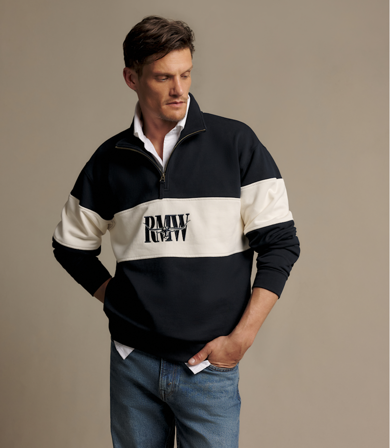 RM Williams Heritage Panel 1/4 Zip in Navy-2