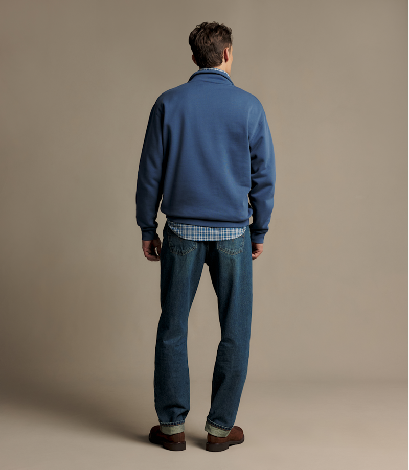 RM Williams Mulyungarie 1/4 Zip Sweatshirt in Mid Blue-4