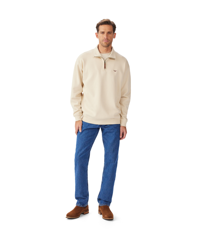  RM Williams Mulyungarie 1/4 Zip Sweatshirt Sand-1
