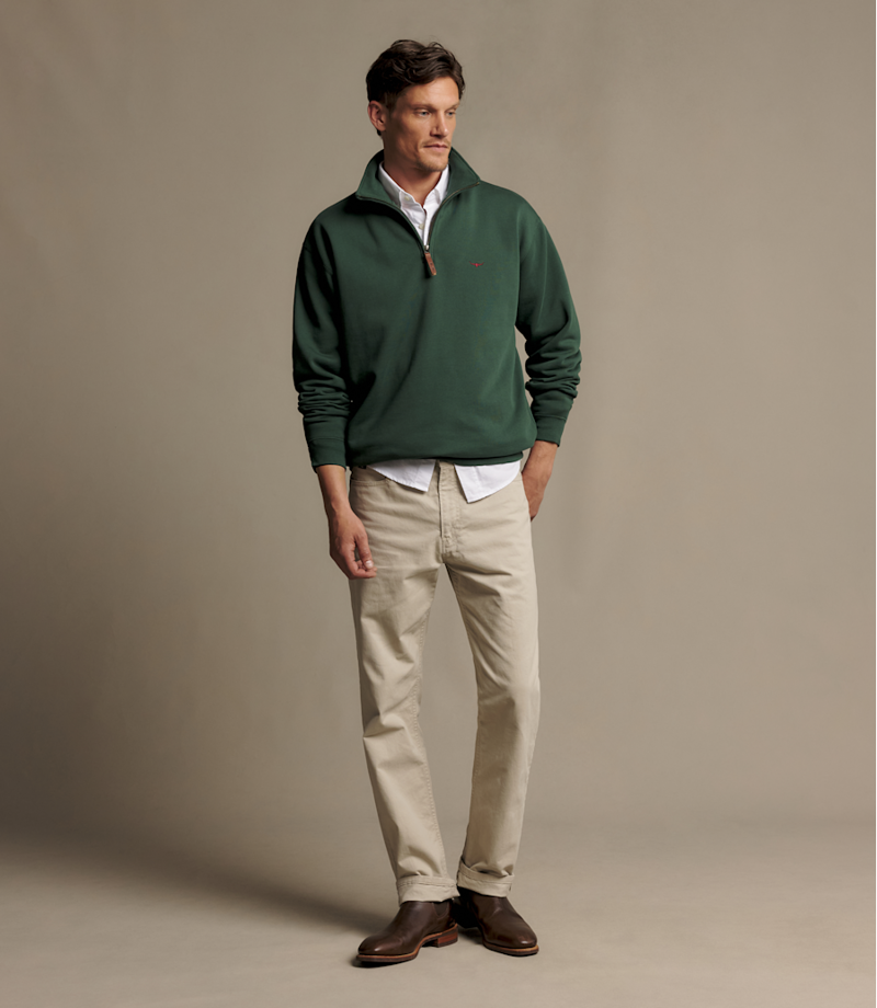 RM Williams Mulyungarie 1/4 Zip Sweatshirt in Pine-1