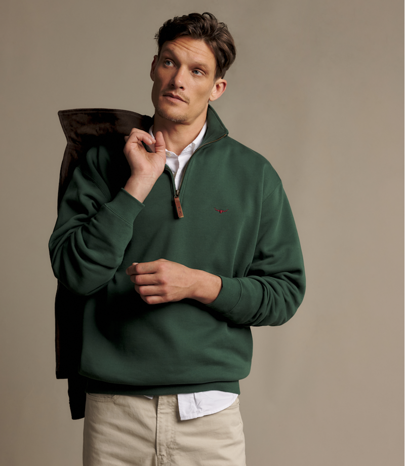 RM Williams Mulyungarie 1/4 Zip Sweatshirt in Pine-2