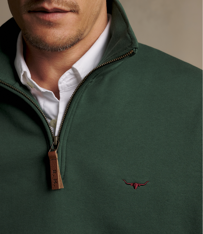 RM Williams Mulyungarie 1/4 Zip Sweatshirt in Pine-3
