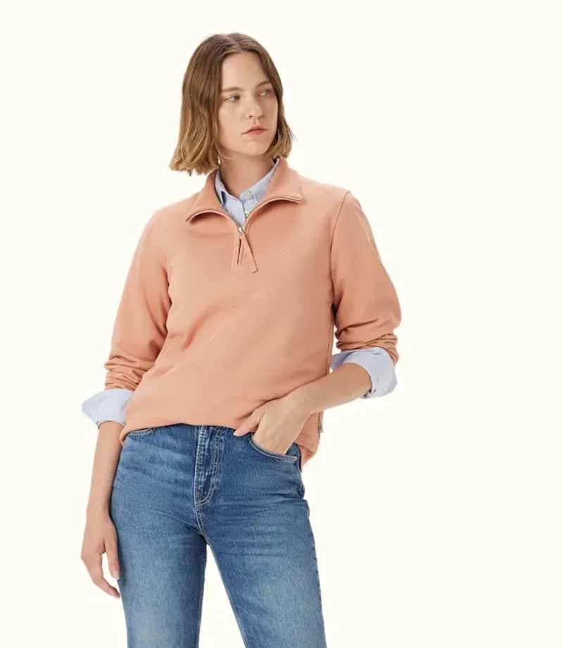 RM Williams Trickett Quarter Zip Sweatshirt Shell Pink-2