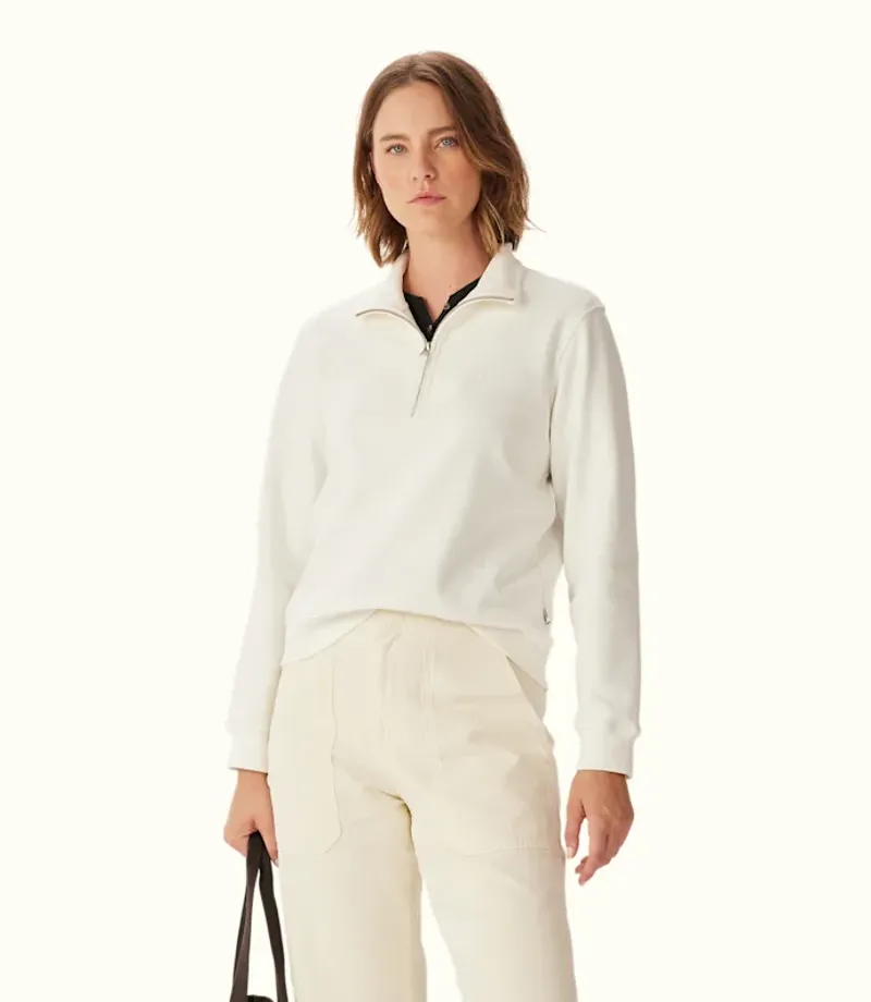 RM Williams Trickett Quarter Zip Sweatshirt Off White-1
