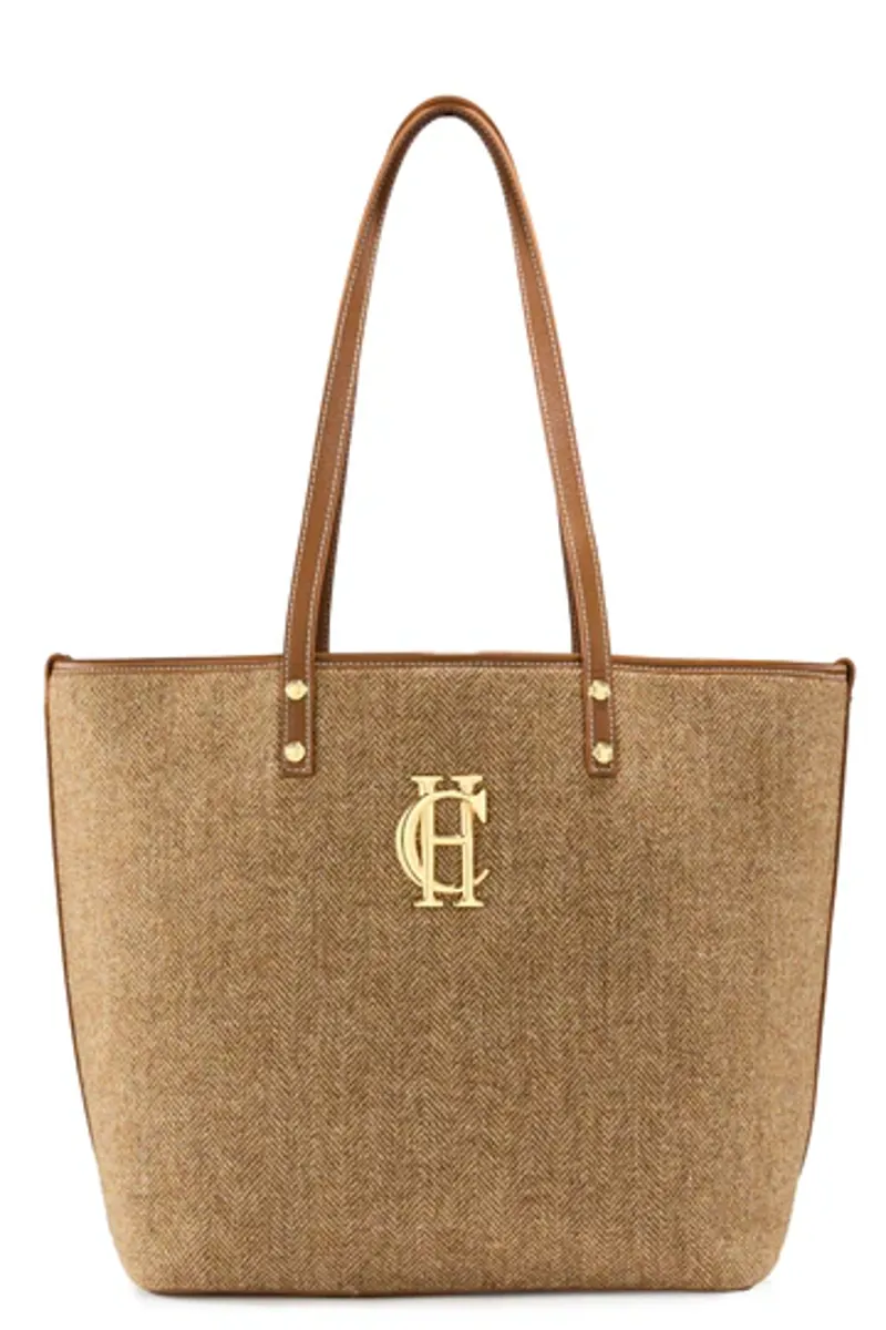 Holland Cooper Kensington Tote Bag Tan Herringbone-1