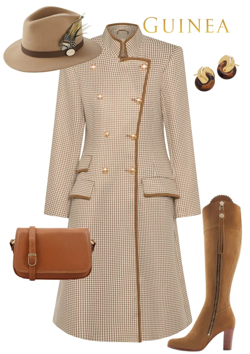 Guinea Knightsbridge Coat in Fawn Houndstooth-4
