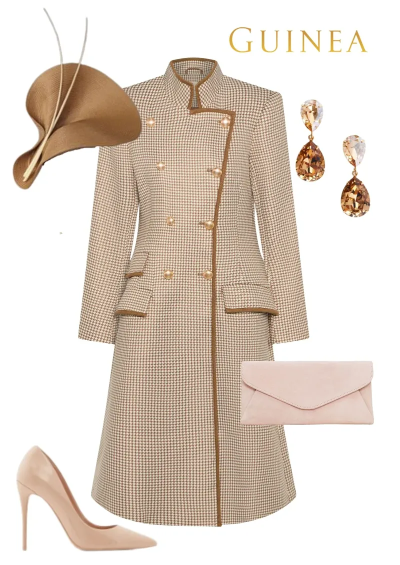 Guinea Knightsbridge Coat in Fawn Houndstooth-5