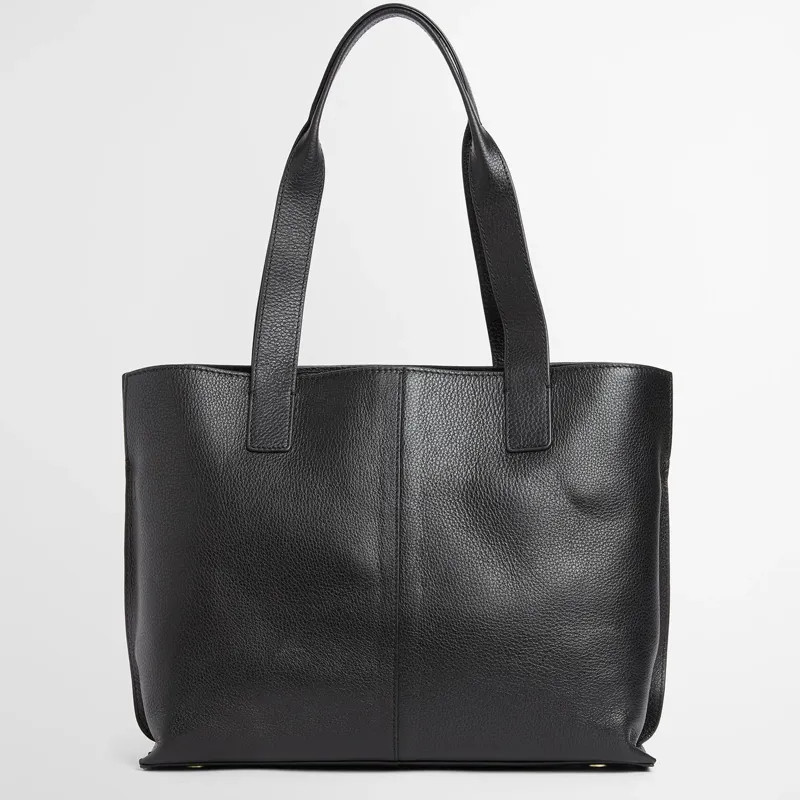 Barbour Alder Leather Tote Bag Large in Black-1