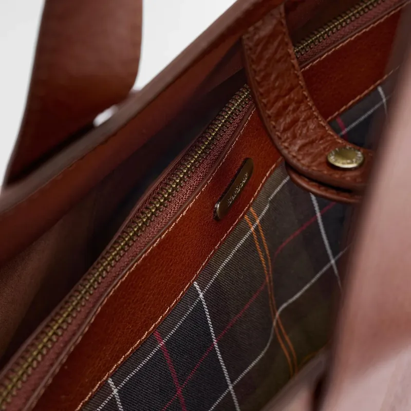 Barbour Alder Leather Tote Bag Large in Brown-3