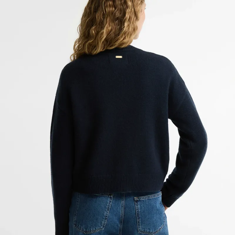 Barbour Woodhouse Cashmere Blend Knitted Cardigan in Navy-2